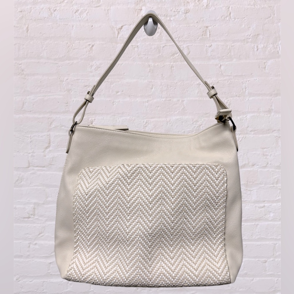 Universal Thread Purse beige shoulder Bag woven chevron faux leather